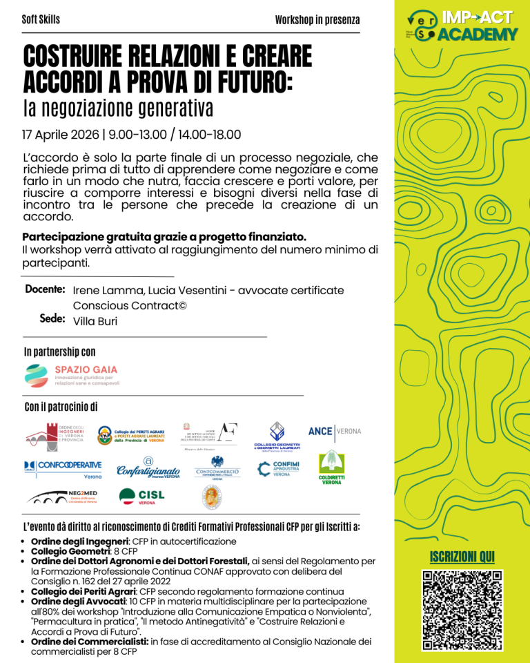 17/4/2026: ti aspettiamo alla giornata formativa gratuita “Costruire relazioni e creare accordi a prova di futuro: la negoziazione generativa”