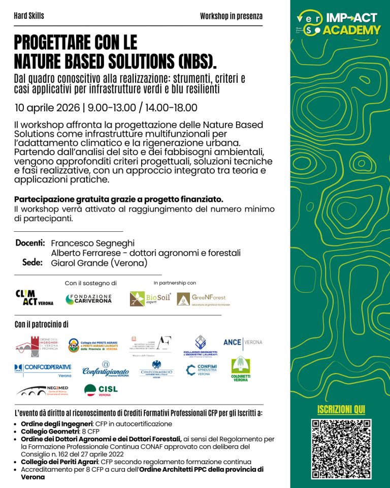 10/4/2026: ti aspettiamo alla giornata formativa gratuita “Progettare con le NBS”